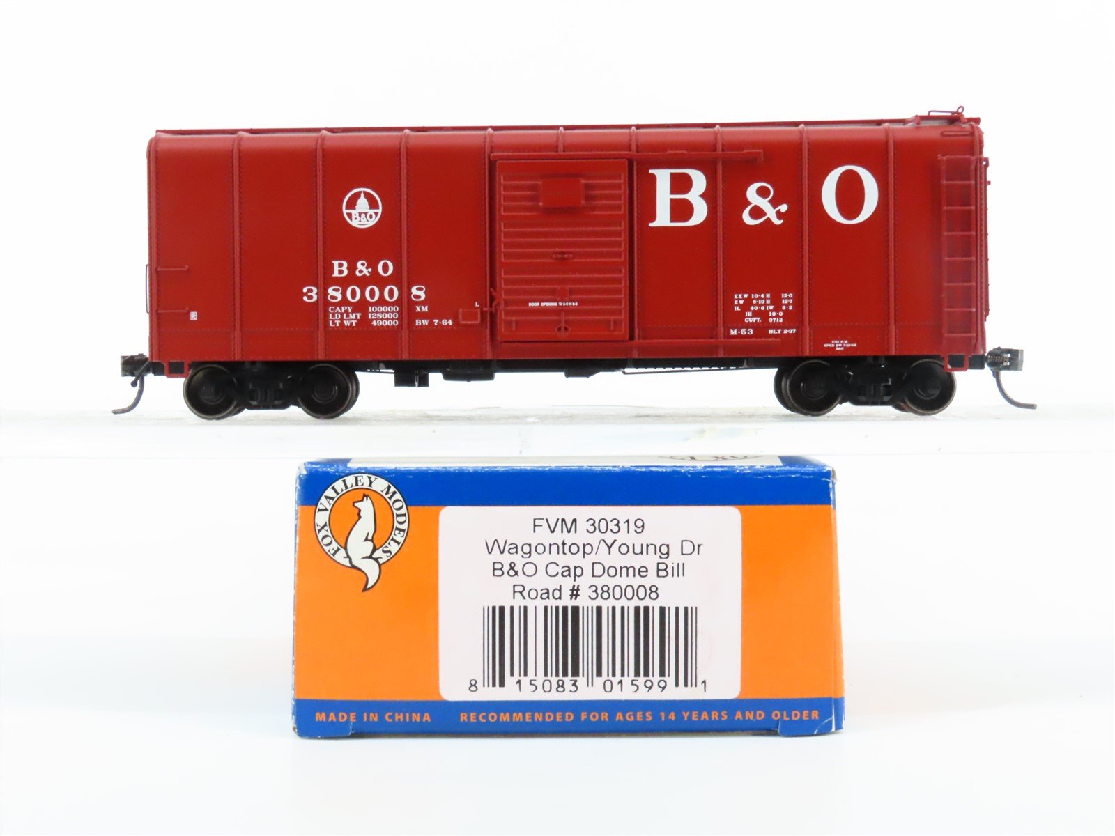 HO Scale Fox Valley Models FVM 30319 B&O Baltimore & Ohio Box Car #380008