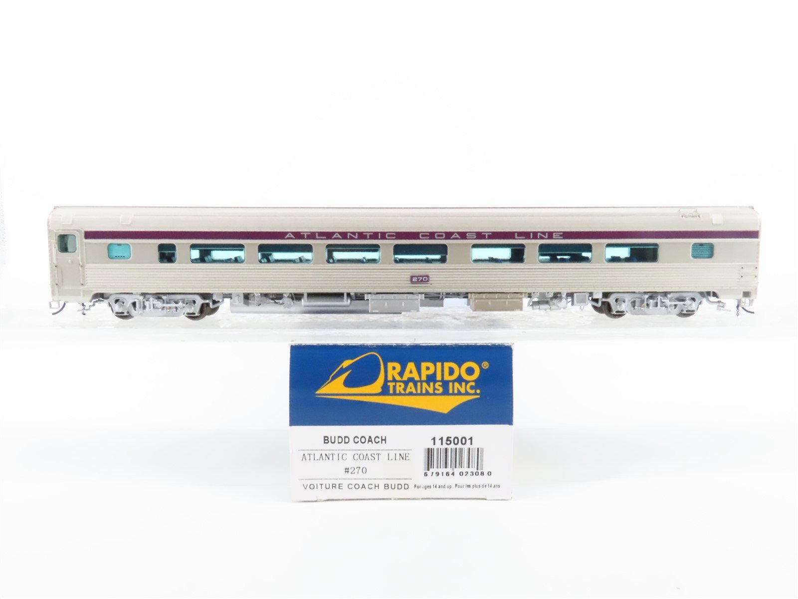 HO Scale Rapido 115001 ACL Atlantic Coast Line Budd Coach Passenger #270