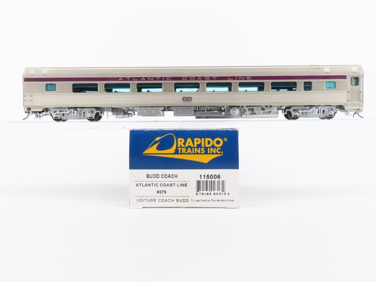 HO Scale Rapido 115006 ACL Atlantic Coast Line Budd Coach Passenger Car #275