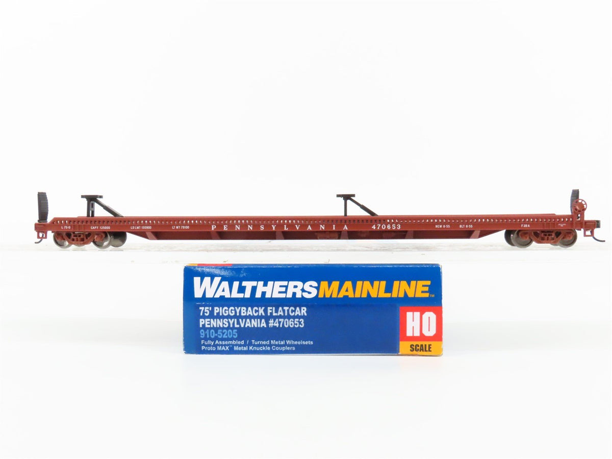 HO Scale Walthers Mainline 910-5205 PRR Pennsylvania 75&#39; Flat Car #470653