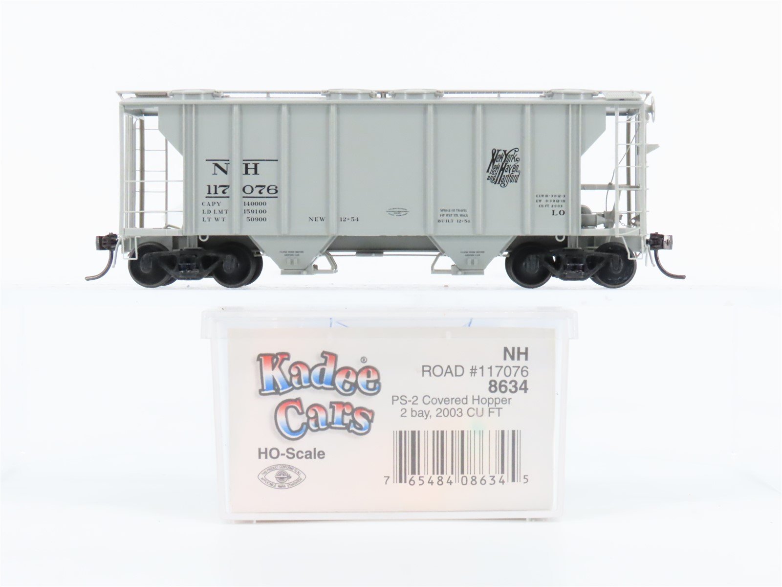 HO Scale Kadee 8634 NH New Haven Railroad 2-Bay Covered Hopper #117076