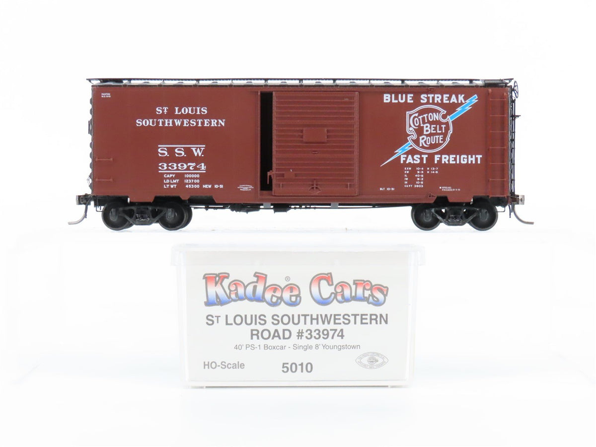 HO Scale Kadee 5010 SSW Cotton Belt Route &quot;Blue Streak&quot; 40&#39; Box Car #33974