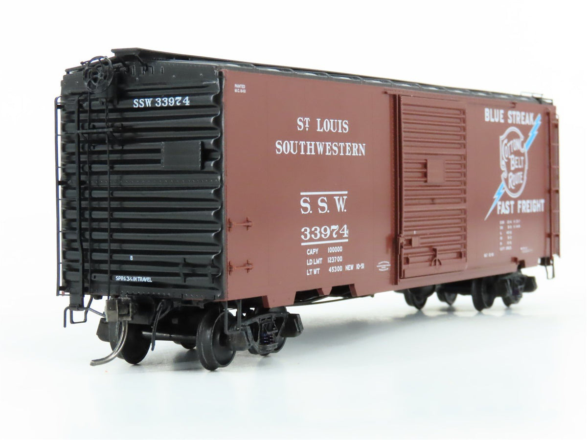 HO Scale Kadee 5010 SSW Cotton Belt Route &quot;Blue Streak&quot; 40&#39; Box Car #33974