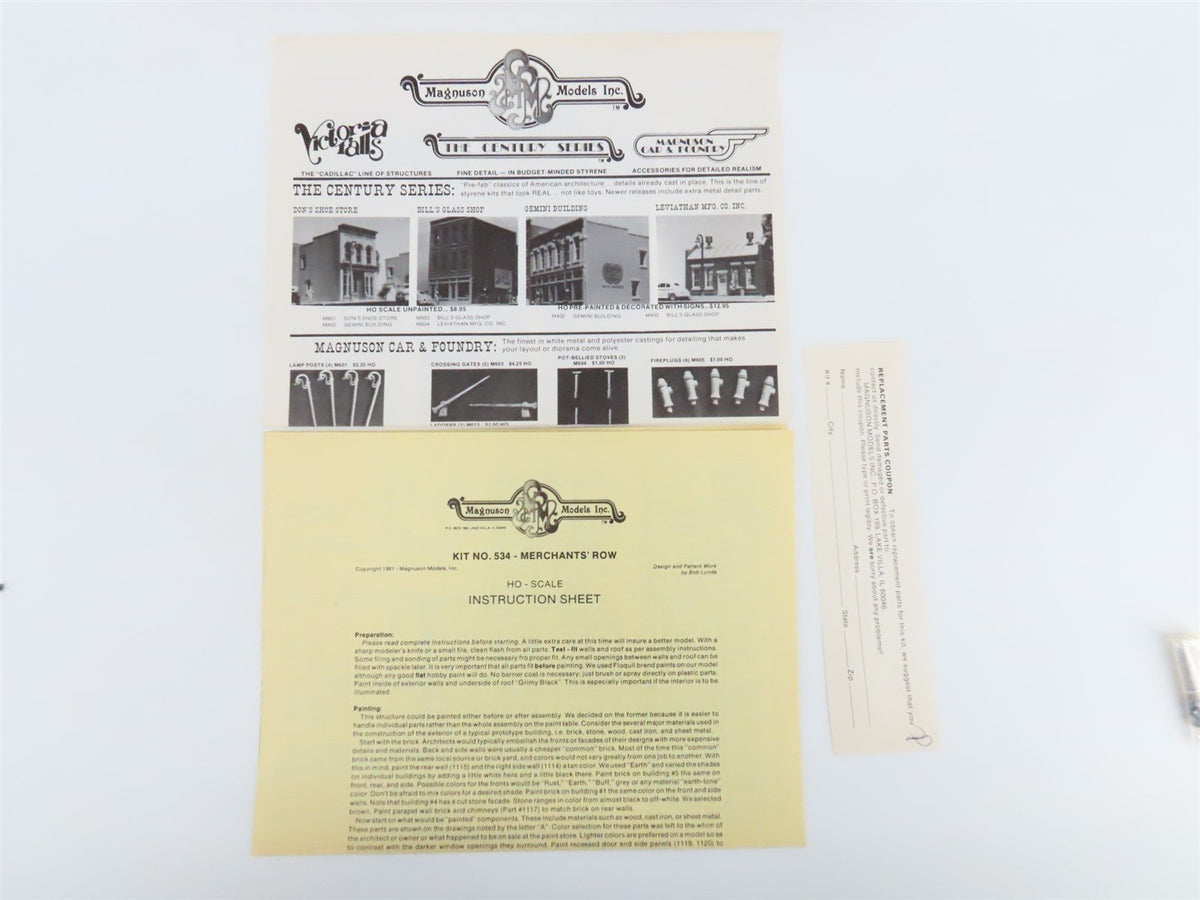 HO Scale Magnuson Models Kit #M534 Merchant&#39;s Row