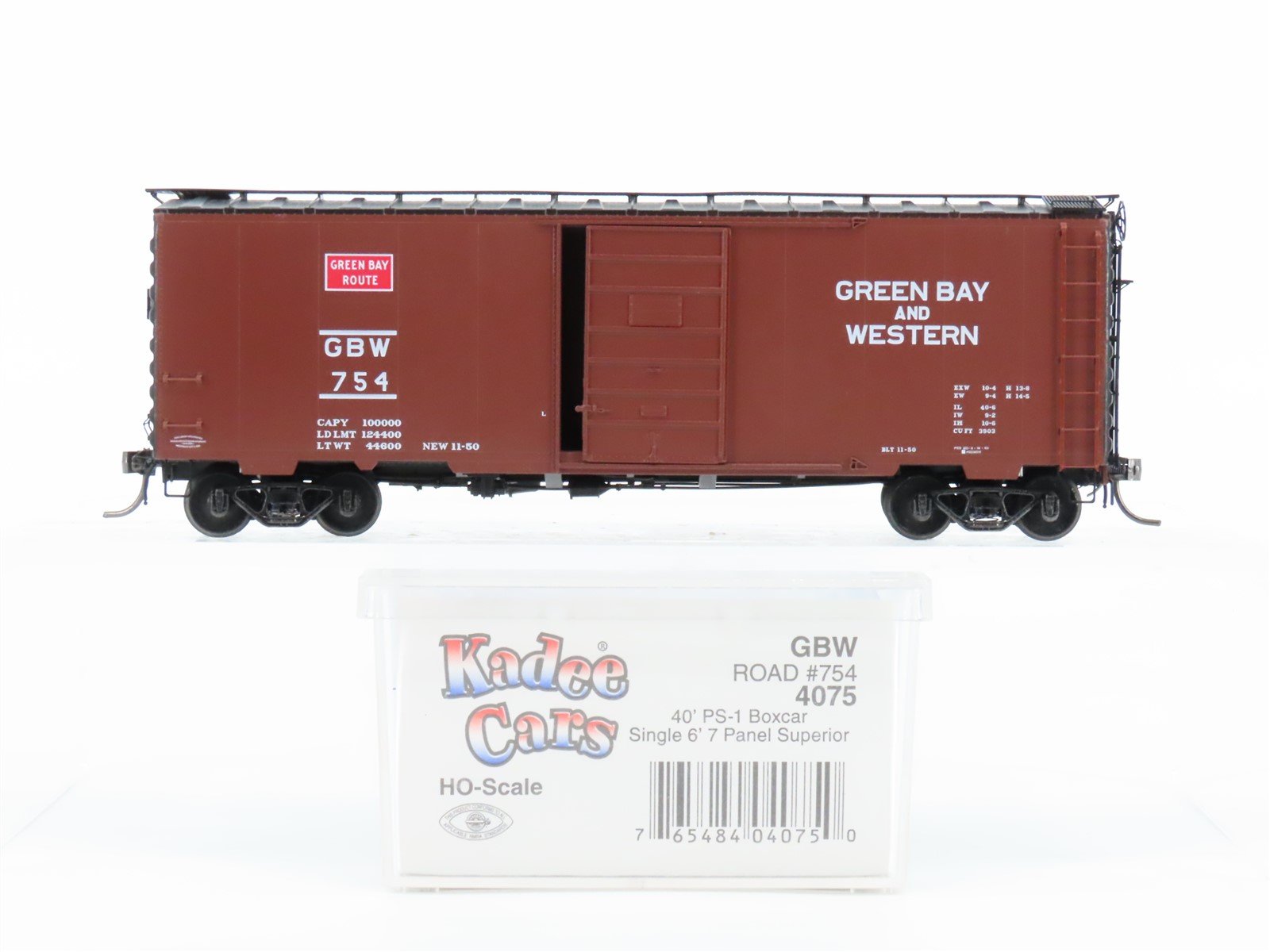 HO Scale Kadee 4075 GBW Green Bay Route 40' Single Door Box Car #754