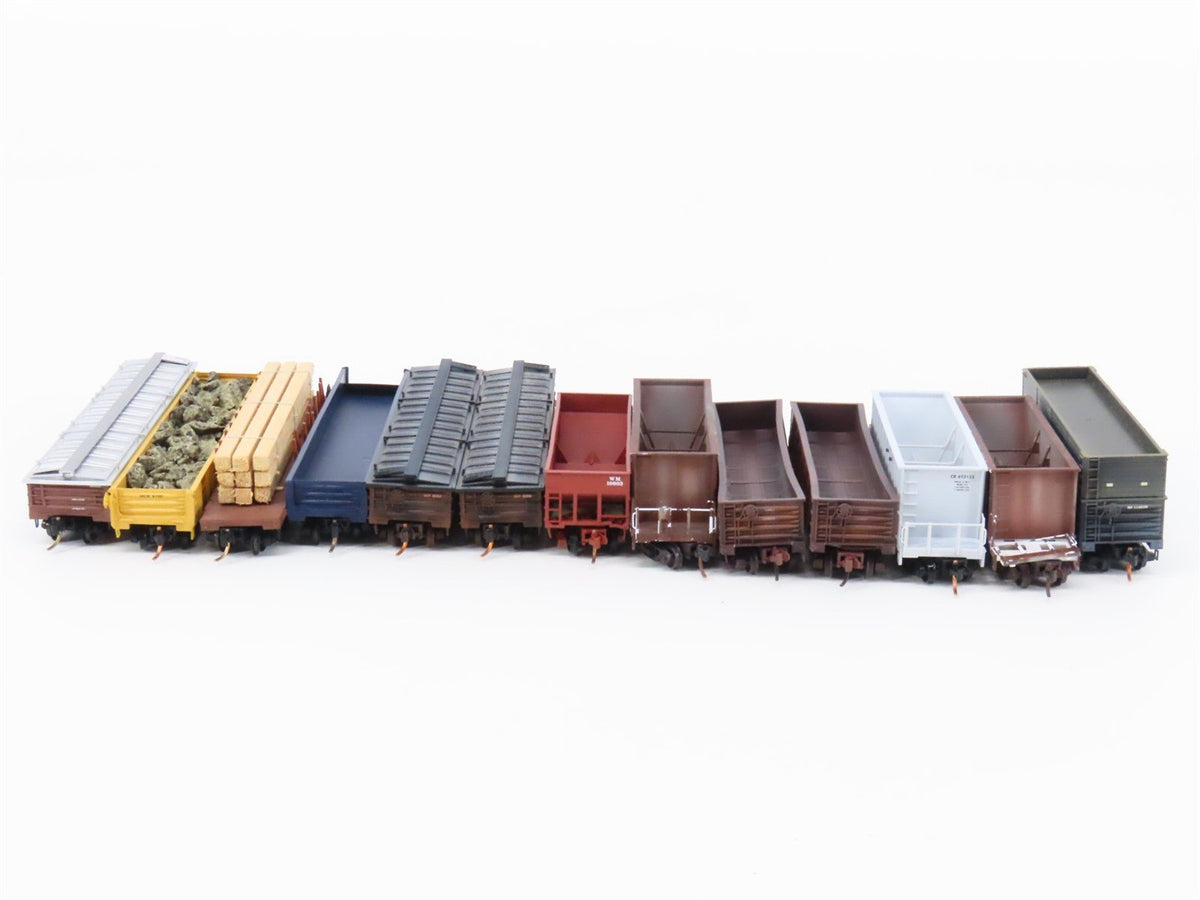 LOT of 25 N Scale Micro-Trains/Atlas WP/GTW/MILW/ASTF/SP Hopper &amp; Flatcars