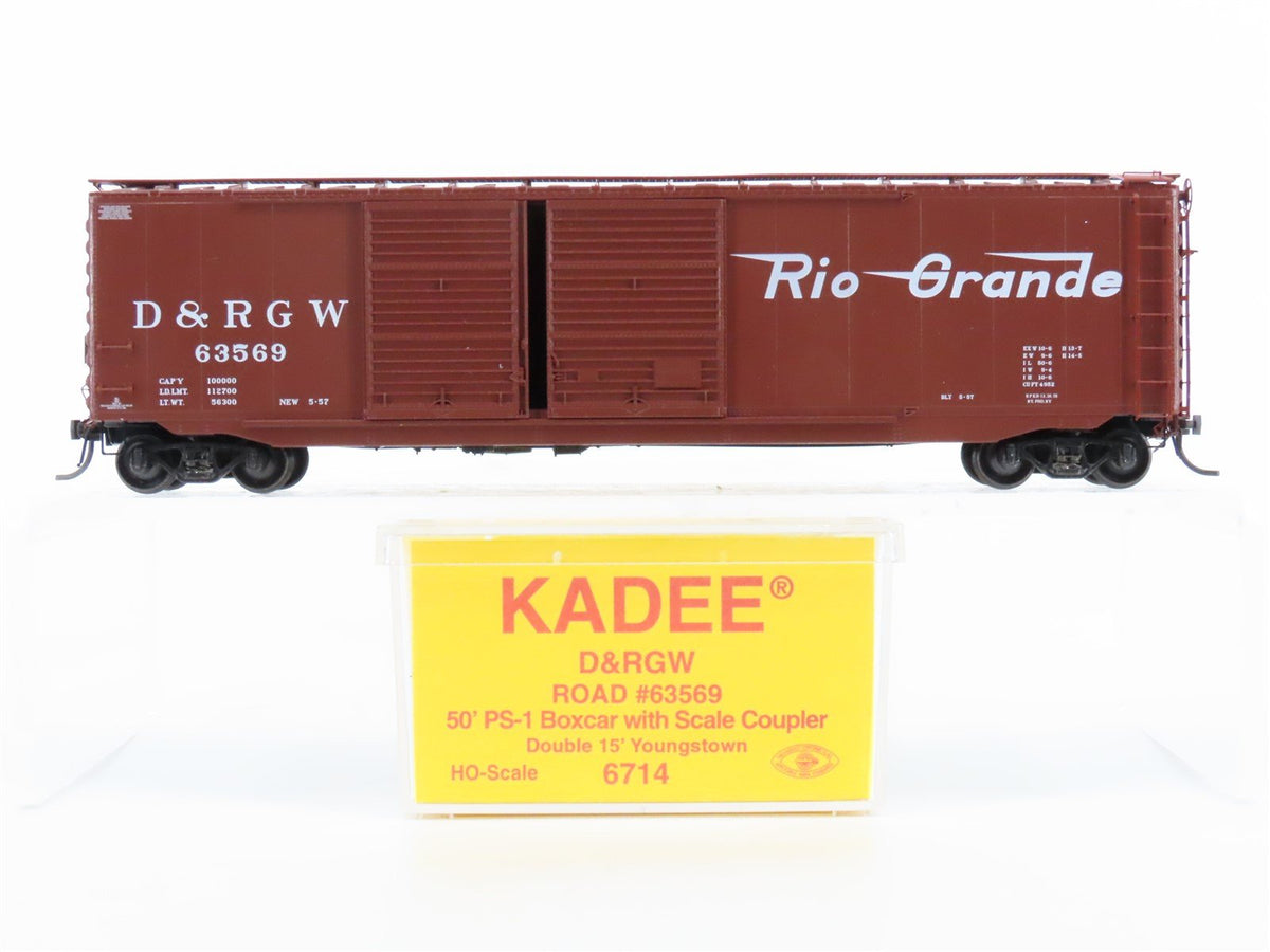 HO Scale Kadee 6714 D&amp;RGW Rio Grande Railroad 50&#39; Double Door Box Car #63569