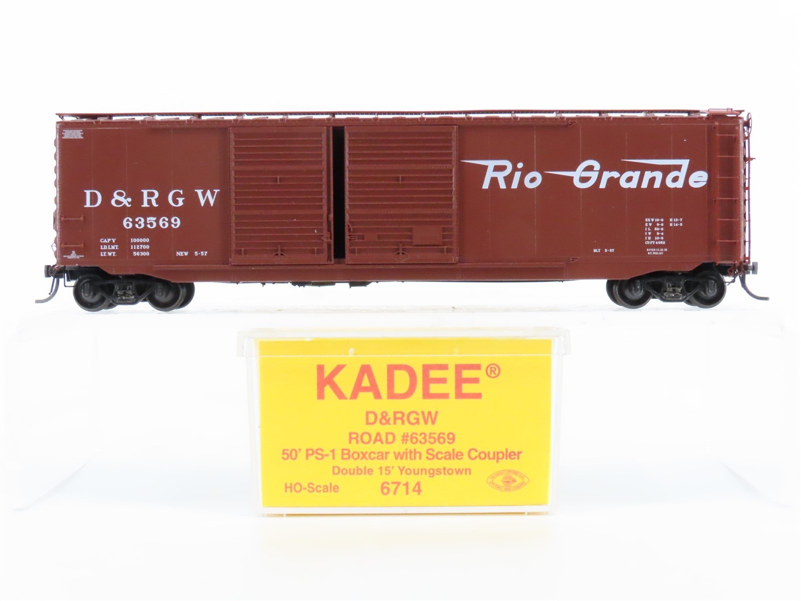 HO Scale Kadee 6714 D&RGW Rio Grande Railroad 50' Double Door Box Car #63569