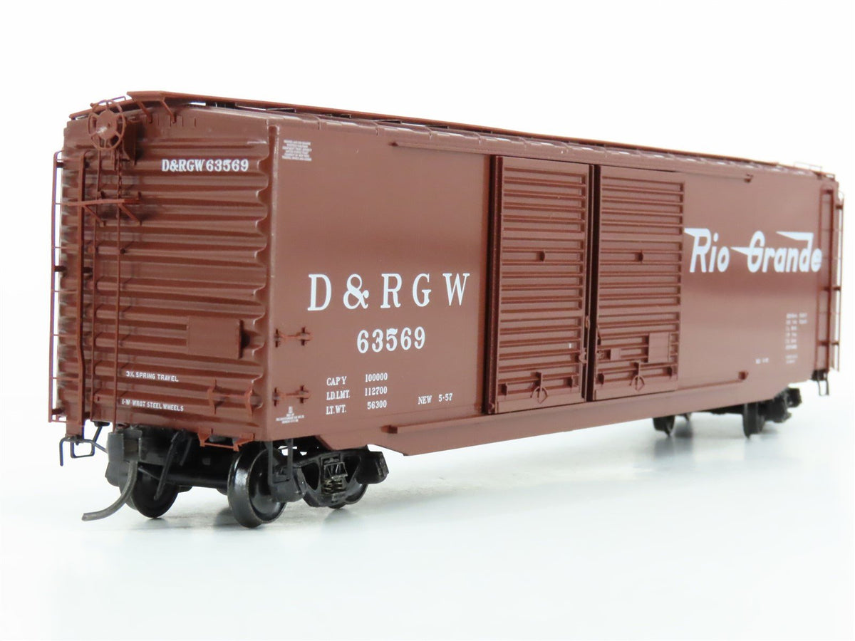 HO Scale Kadee 6714 D&amp;RGW Rio Grande Railroad 50&#39; Double Door Box Car #63569