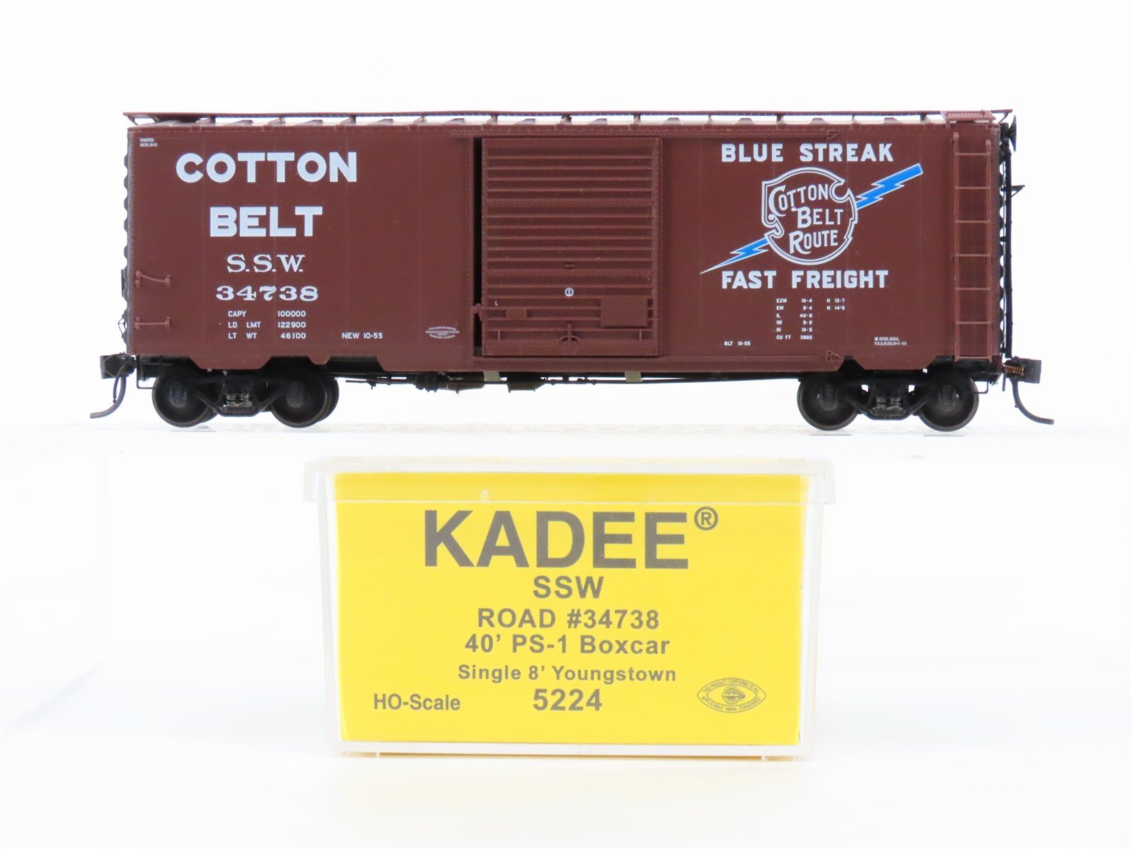 HO Scale Kadee 5224 SSW Cotton Belt Route 40' Single Door Box Car #34738