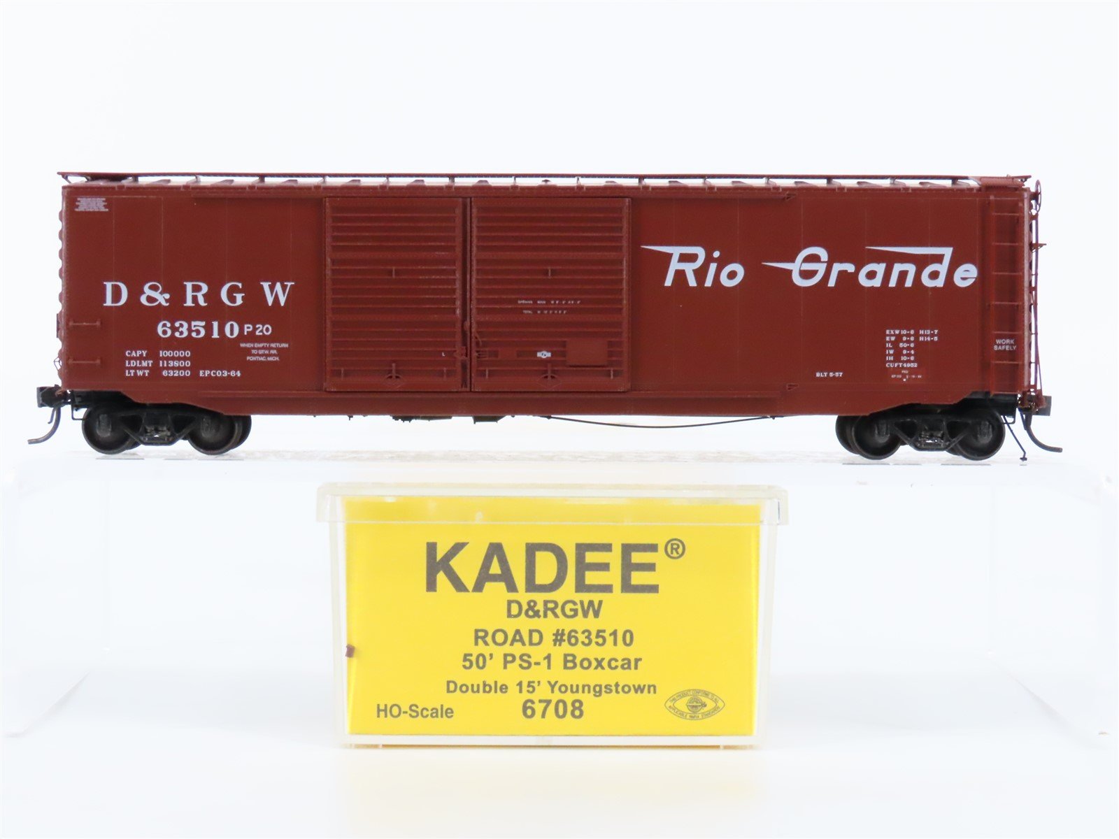 HO Scale Kadee 6708 D&RGW Rio Grande Railroad 50' Double Door Box Car #63510