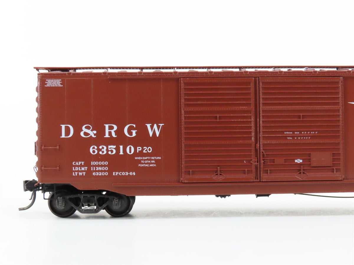 HO Scale Kadee 6708 D&amp;RGW Rio Grande Railroad 50&#39; Double Door Box Car #63510