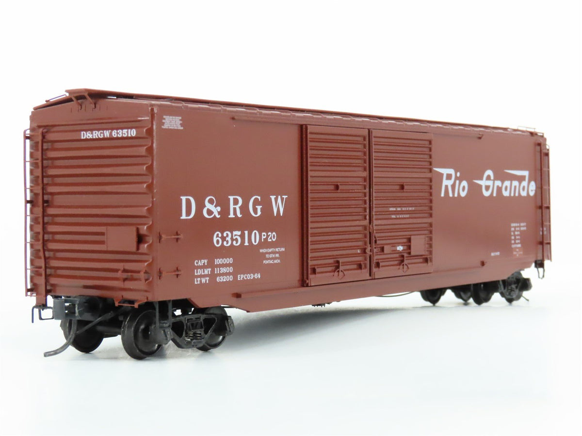 HO Scale Kadee 6708 D&amp;RGW Rio Grande Railroad 50&#39; Double Door Box Car #63510