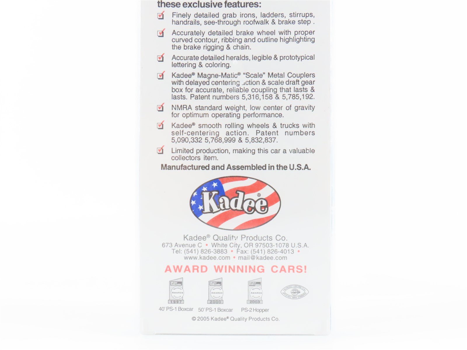 HO Scale Kadee 4311 BS Birmingham Southern 40' Single Door Box Car #6749 -Sealed