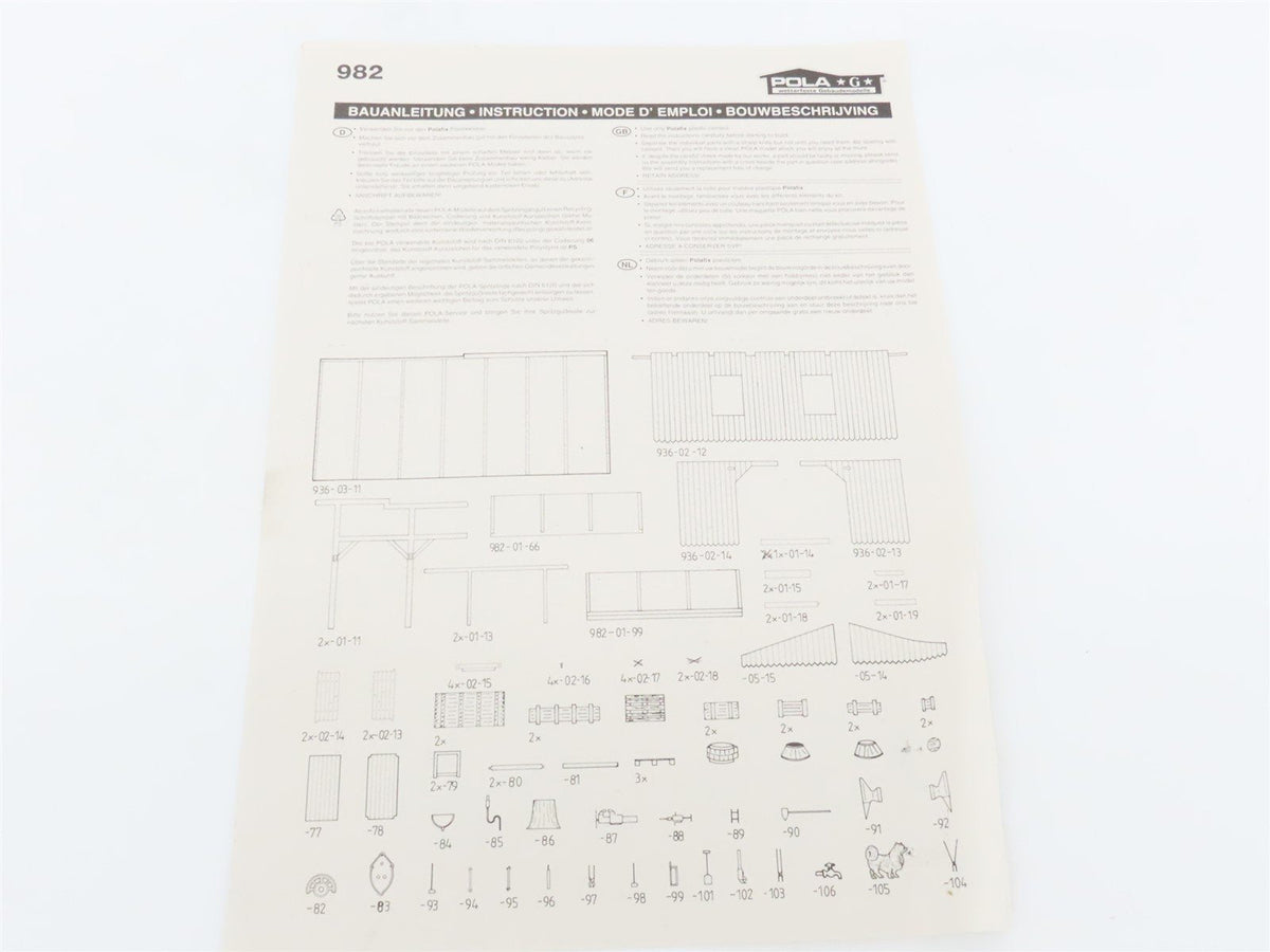 G Scale POLA Kit #982 Maschinenhalle - Machine Shed