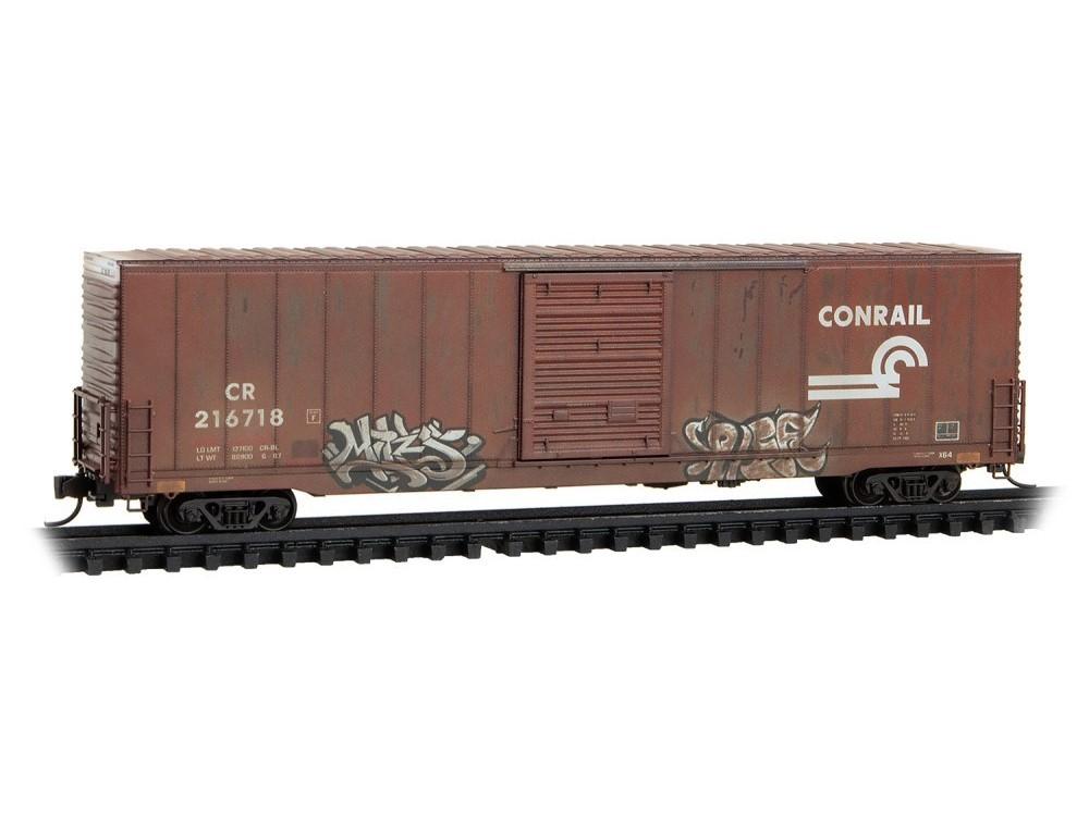 N Scale Micro-Trains MTL 10444041 CR Conrail 60' Box Car #216718 w/ Graffiti