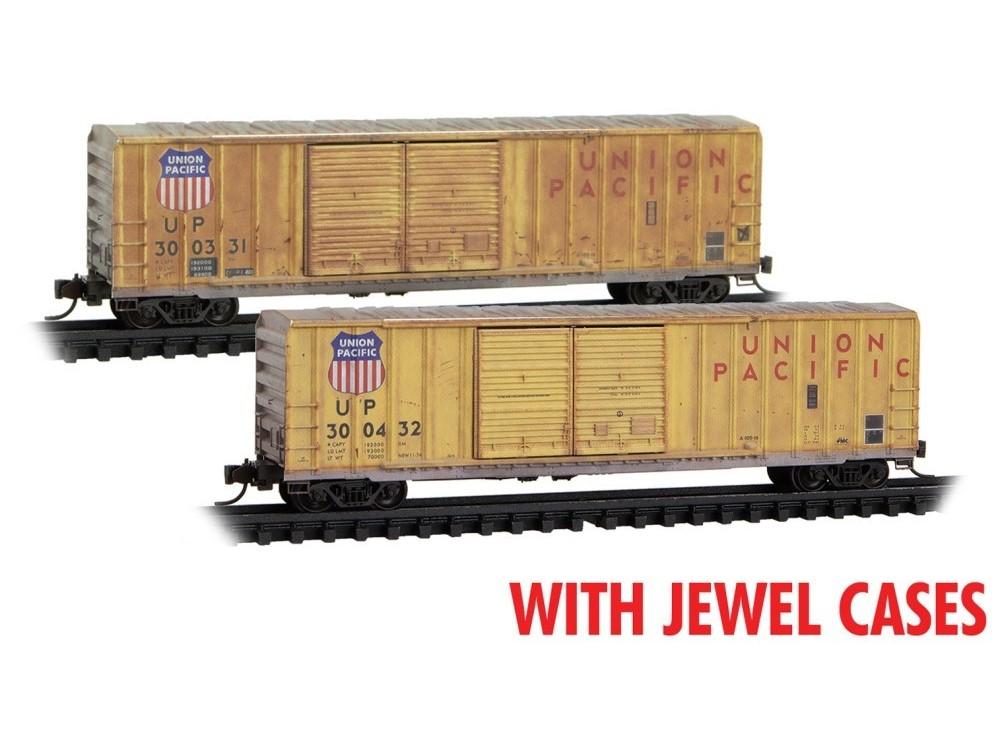 N Micro-Trains MTL 98305078 UP Union Pacific 50' Box Cars 2-Pack - Weathered