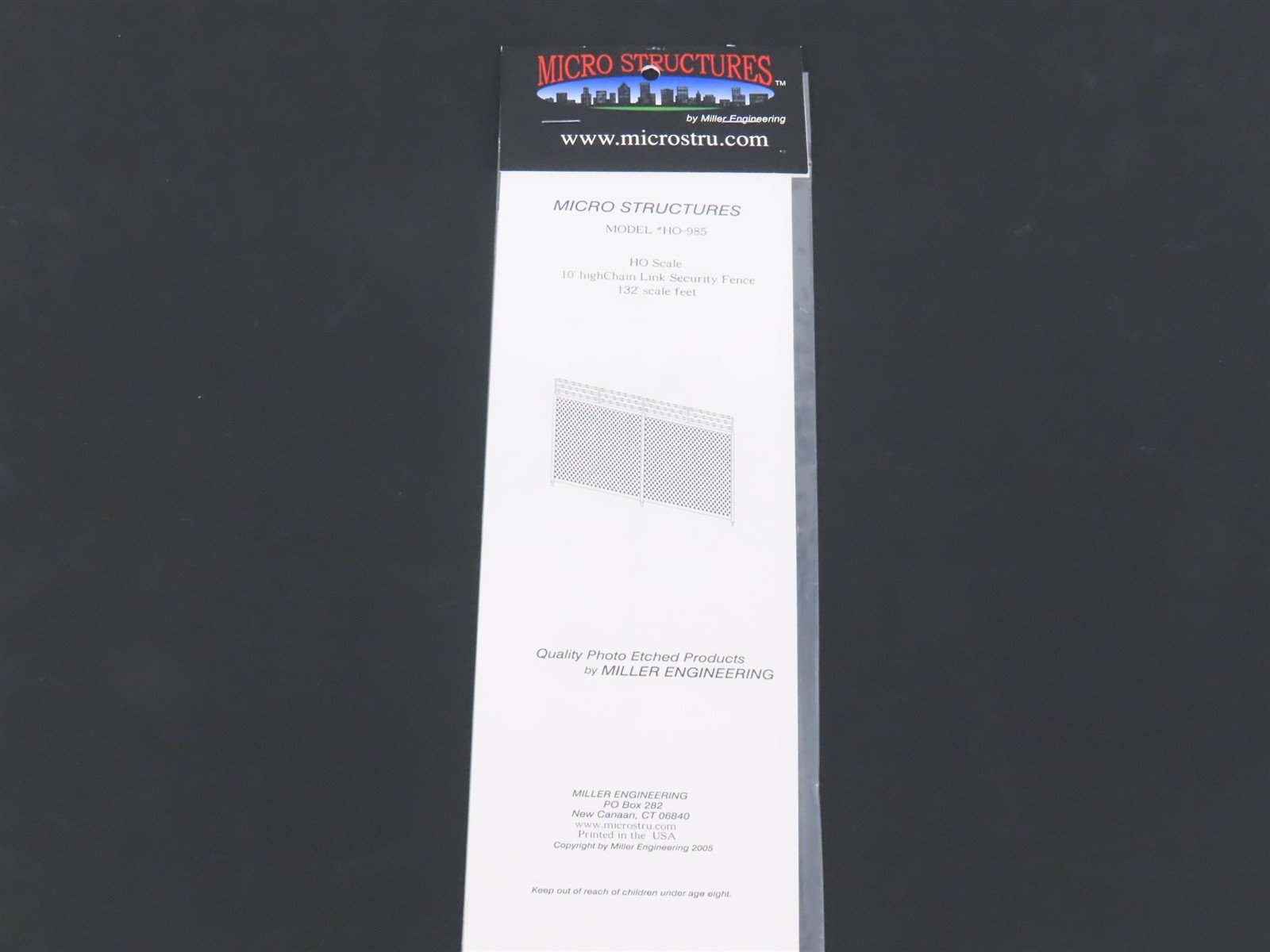 HO Miller Engineering Micro Structures Kit #HO-985 10' High Chain Link Fence