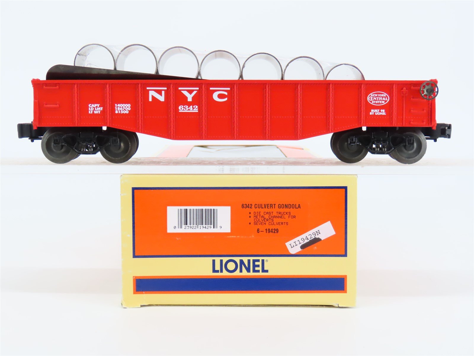 O Gauge 3-Rail Lionel #6-19429 NYC New York Central Gondola #6342 w/ Culverts