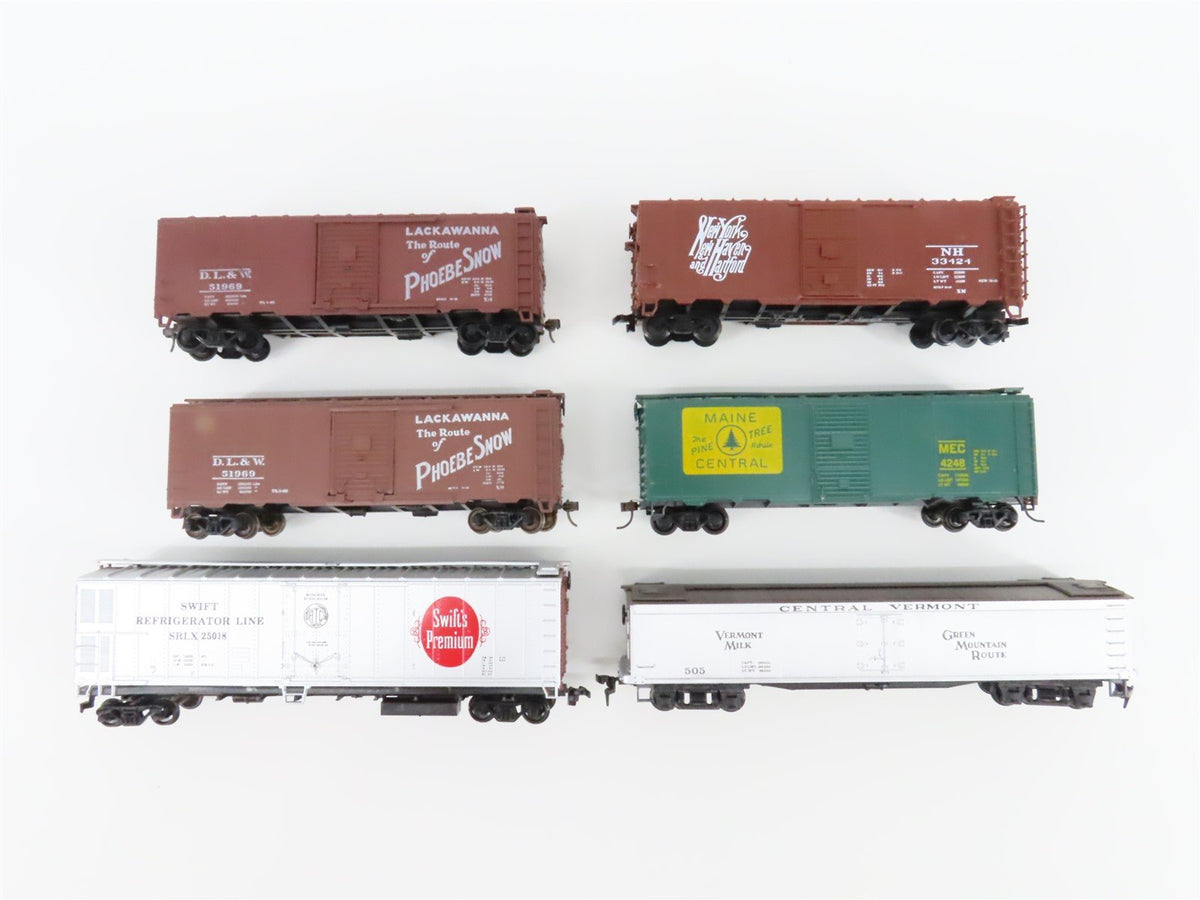 LOT of 6 HO Scale BT Shops/Unbranded DLW/NH/MEC/CV Reefer &amp; Boxcars