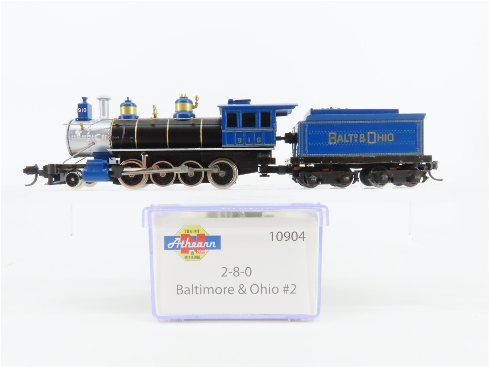 N Scale Athearn 10904 B&O Baltimore & Ohio 2-8-0 Steam Locomotive #910