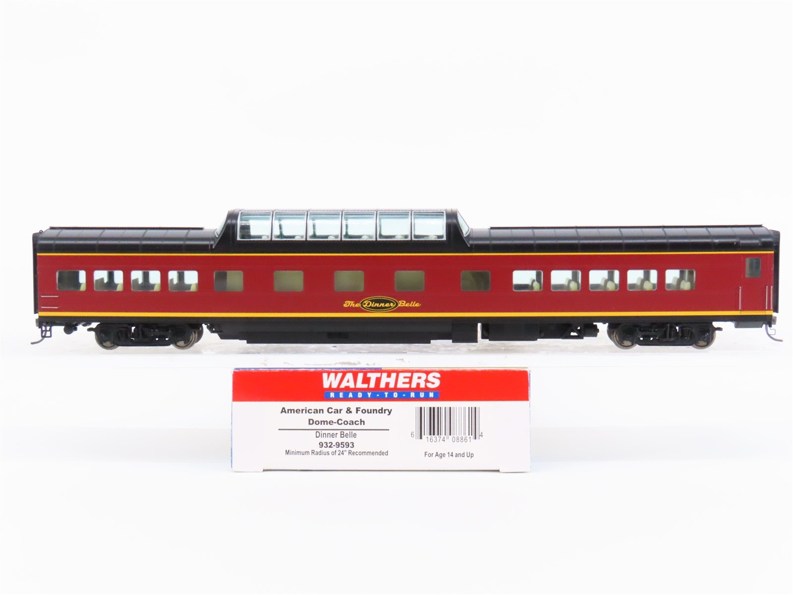 HO Scale Walthers 932-9593 The Dinner Belle Dome-Coach Passenger Car