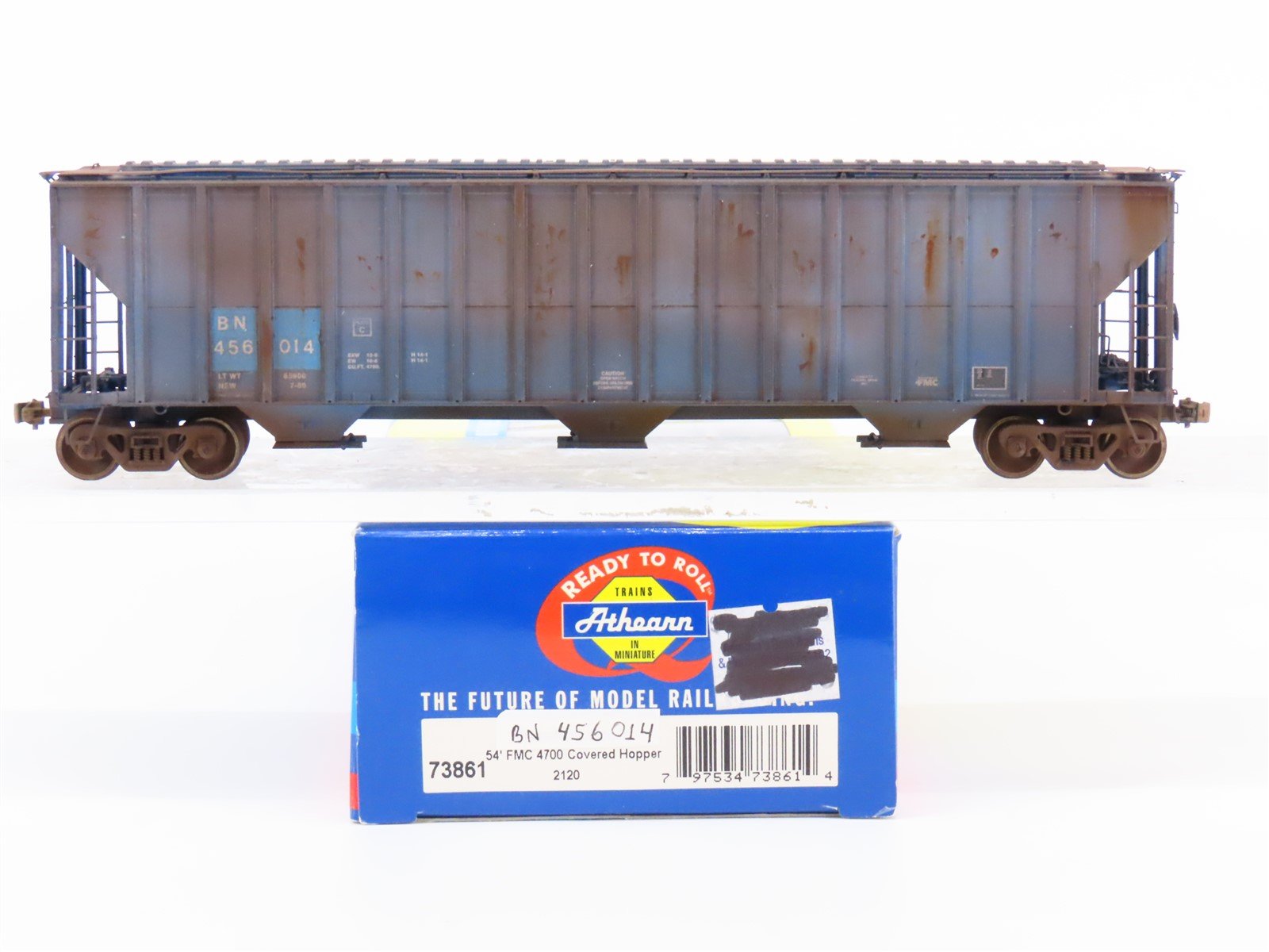 HO Scale Athearn 73861 BN Burlington Northern 3-Bay Hopper #456014 Custom