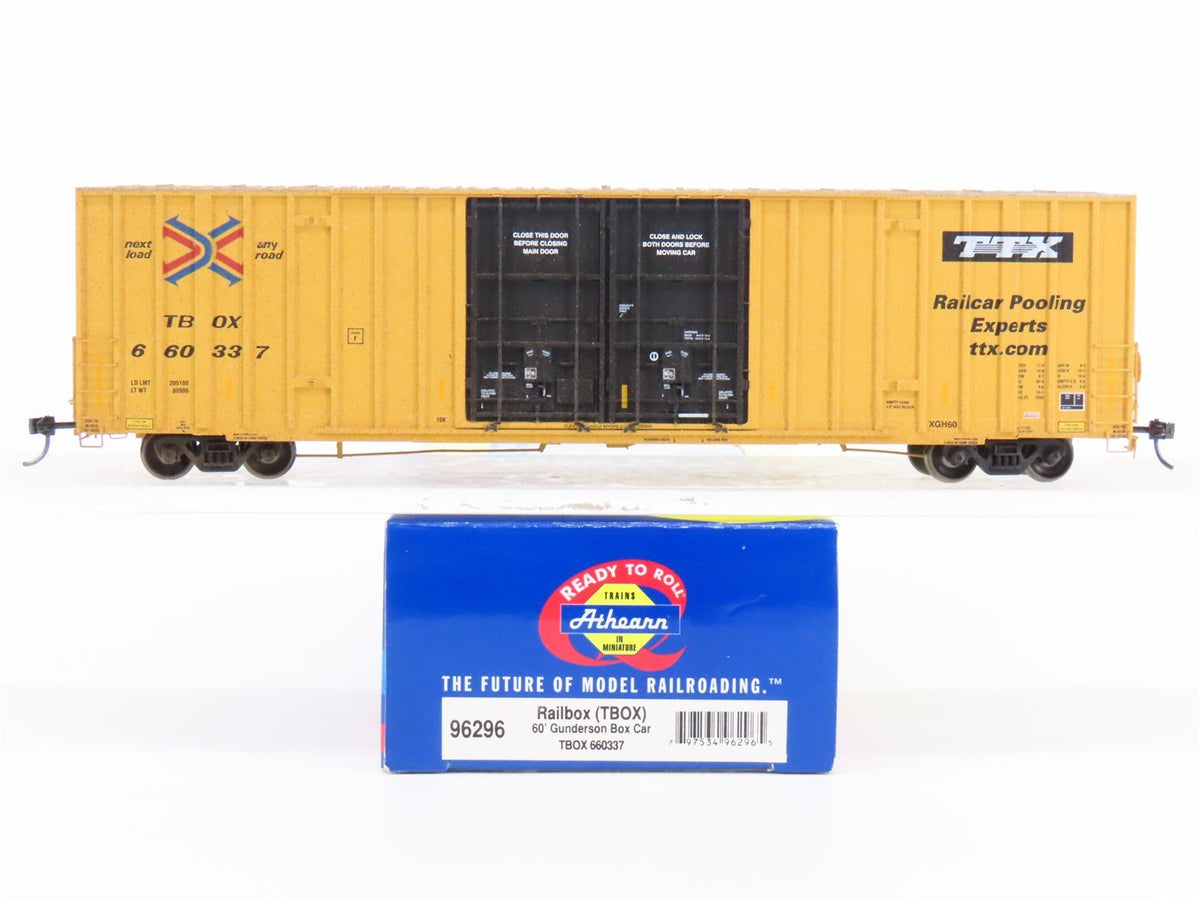 HO Scale Athearn 96296 TBOX Railbox 60&#39; Box Car #660337 - Custom Weathered