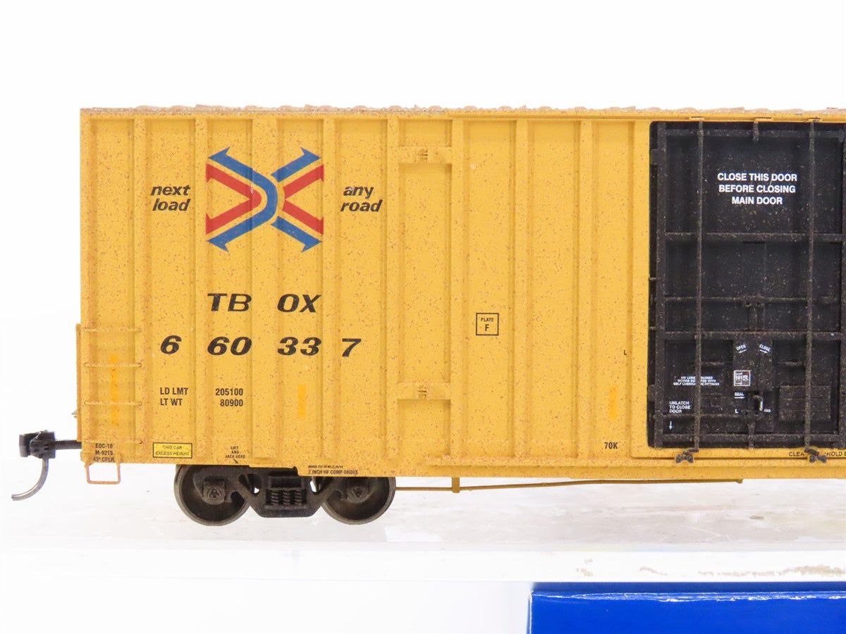 HO Scale Athearn 96296 TBOX Railbox 60&#39; Box Car #660337 - Custom Weathered