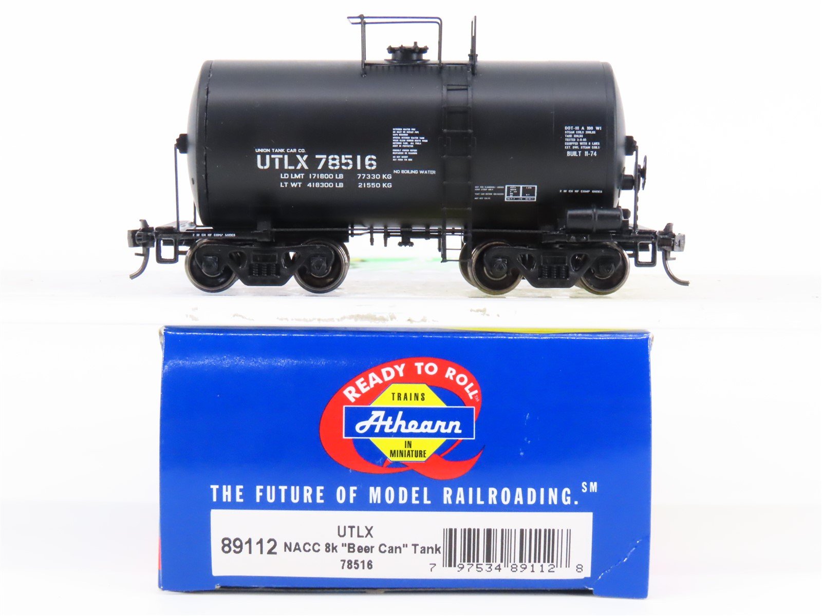 HO Scale Athearn 89112 UTLX Union Tank Car Co. Beer Can Tank Car #78516