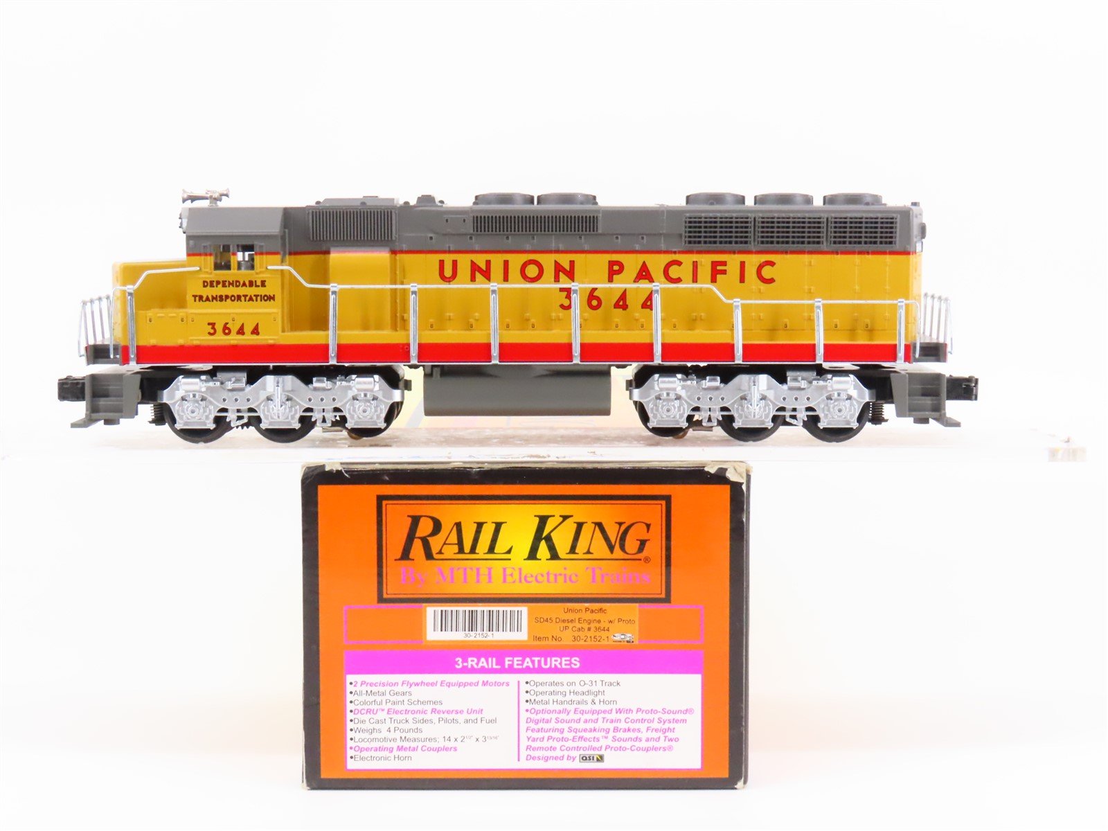 O Gauge 3-Rail MTH 30-2152-1 UP Union Pacific SD45 Diesel Locomotive #3644