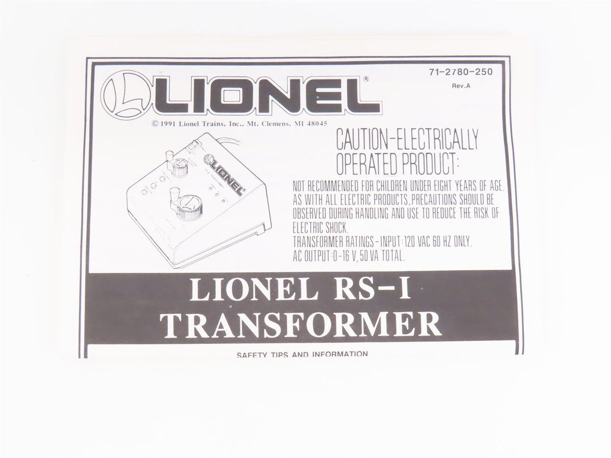 Lionel 6-12780 RS-I High Output Power Unit AC Transformer/Controller