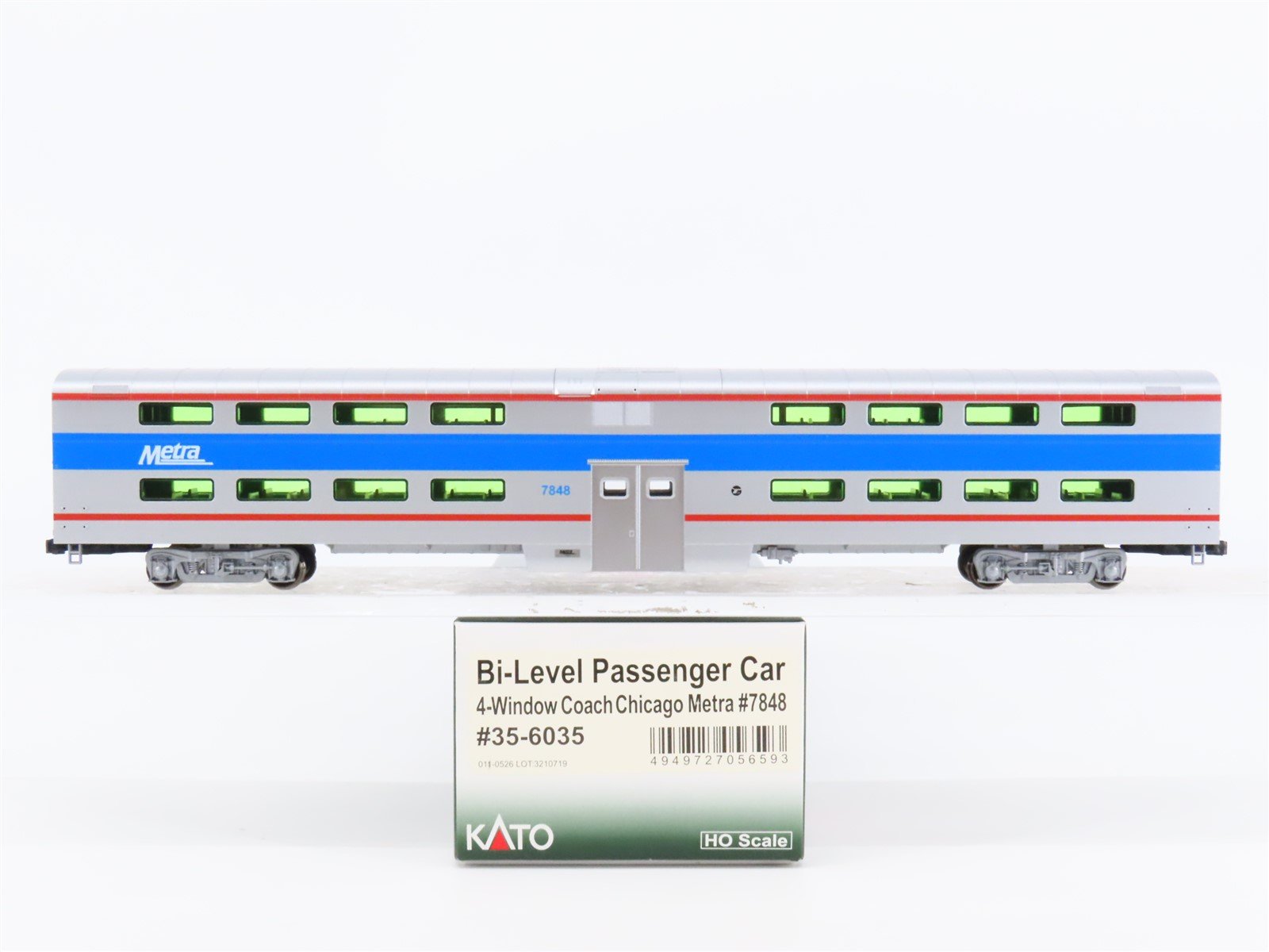 HO Scale KATO 35-6035 Chicago Metra Bi-Level Coach Passenger Car #7848