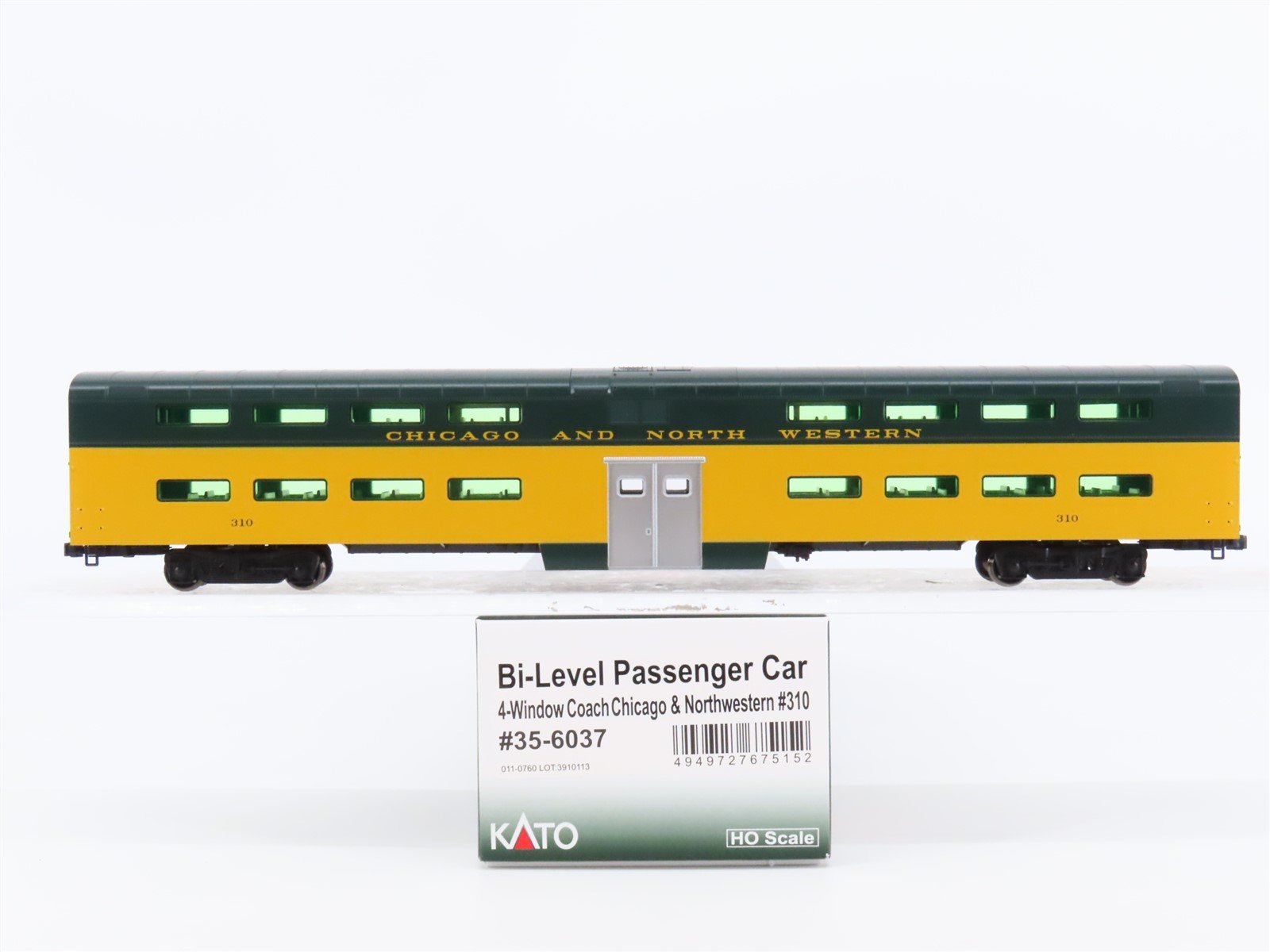 HO Scale KATO 35-6037 CNW Chicago North Western Bi-Level Coach Passenger #310