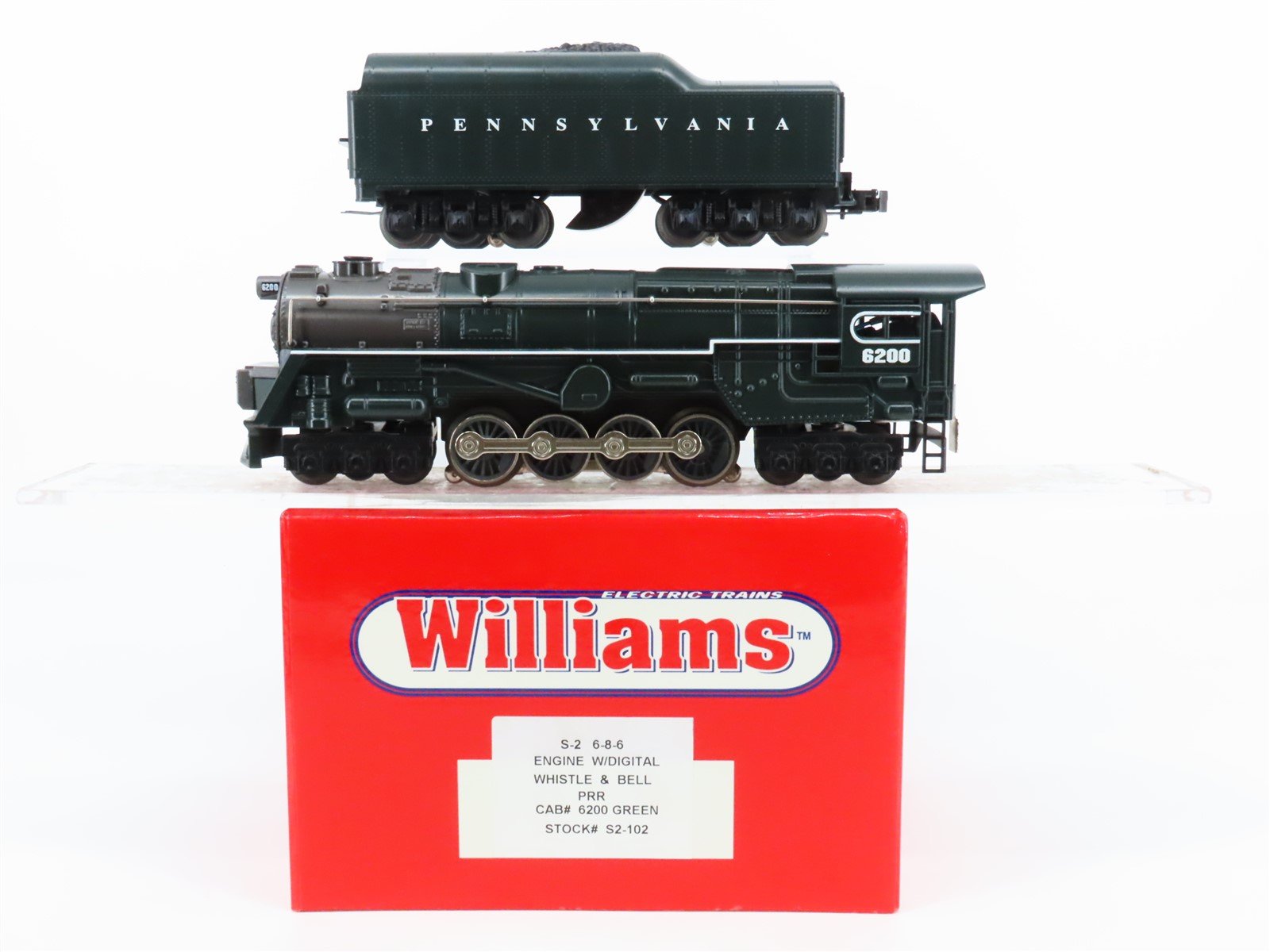 O Gauge 3-Rail Williams S2-102 PRR Pennsylvania 6-8-6 Steam Locomotive #6200