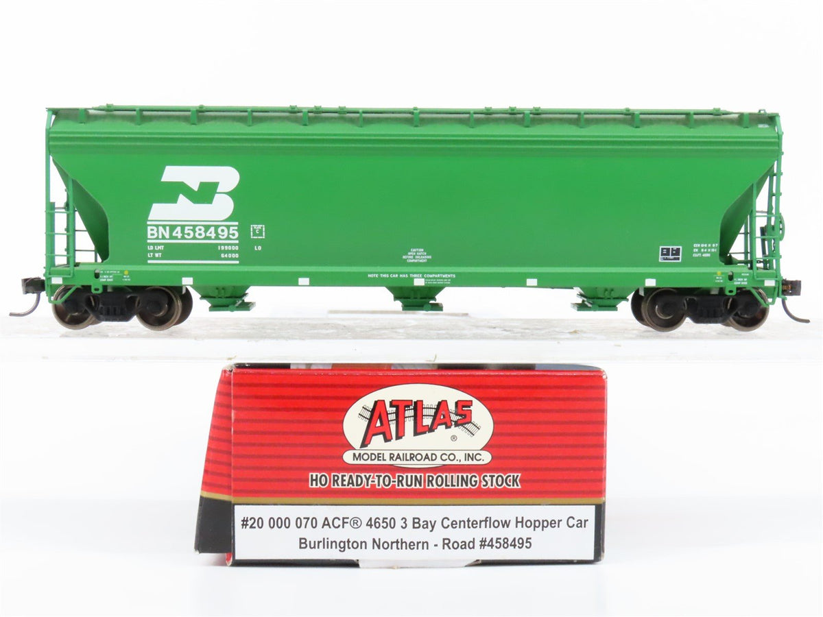 HO Scale Atlas 20000070 BN Burlington Northern 3-Bay Centerflow Hopper #458495