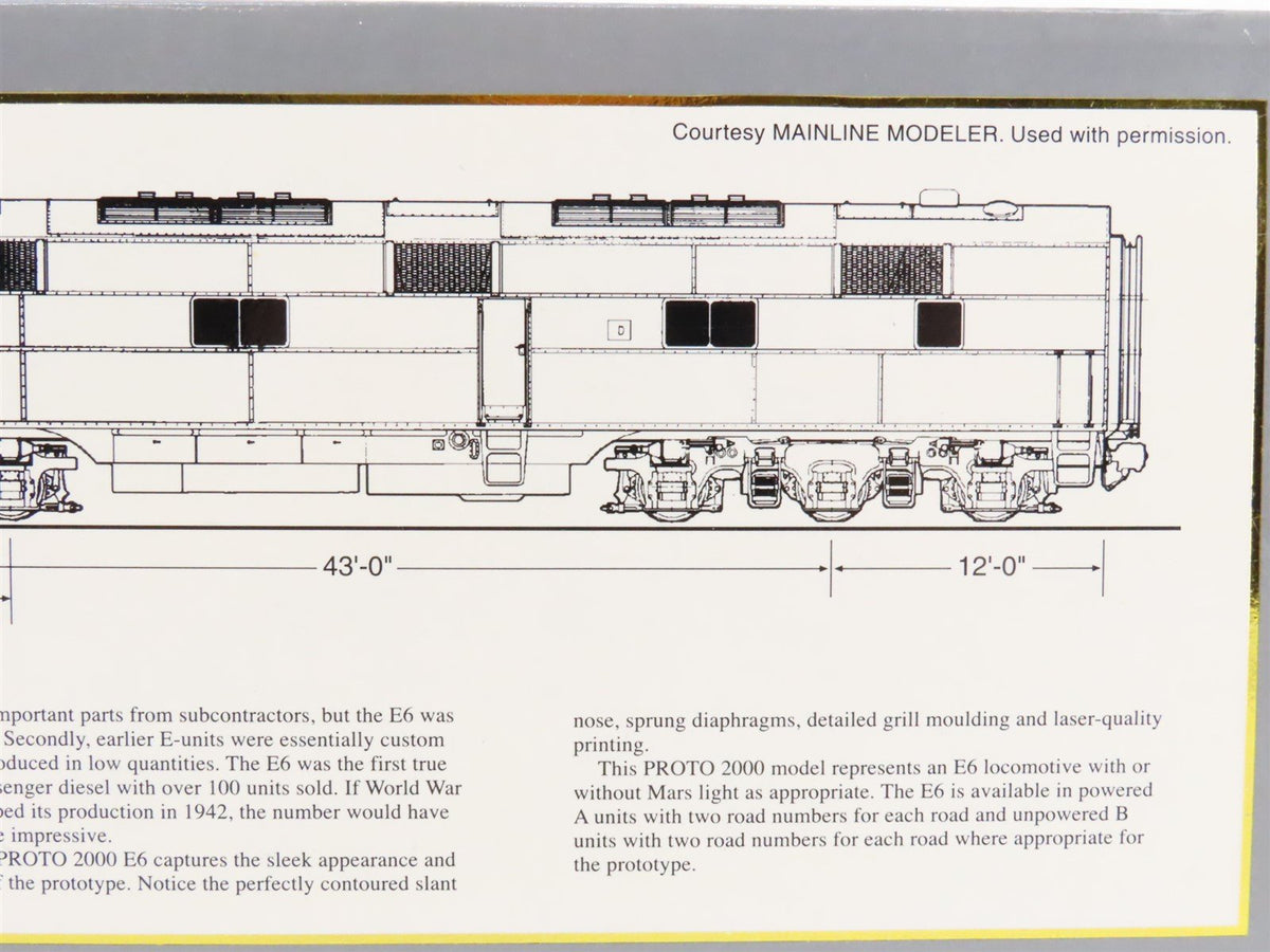 HO Scale Proto 2000 31194 CNW Chicago Northwestern E6A Diesel Locomotive #5006B