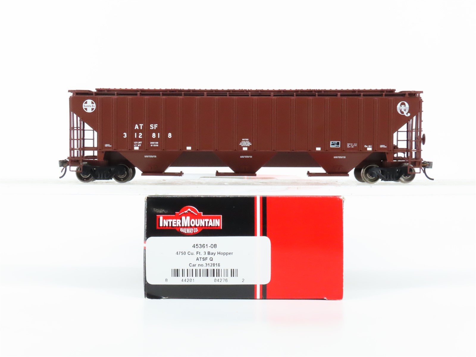 HO InterMountain 45361-08 ATSF Santa Fe Railroad 3-Bay Covered Hopper #312818