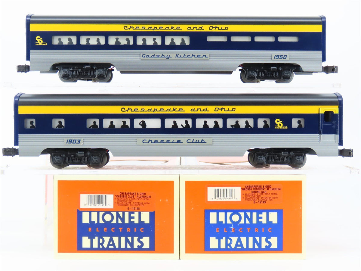 O Gauge 3-Rail Lionel #6-19164 C&amp;O Chesapeake &amp; Ohio Aluminum Passenger Car 2-Pk