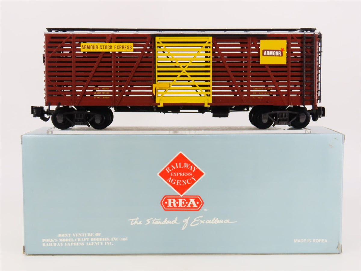 G Scale Polk&#39;s Model Craft Hobbies/Railway Express Agency 46101 Armour Stock Car