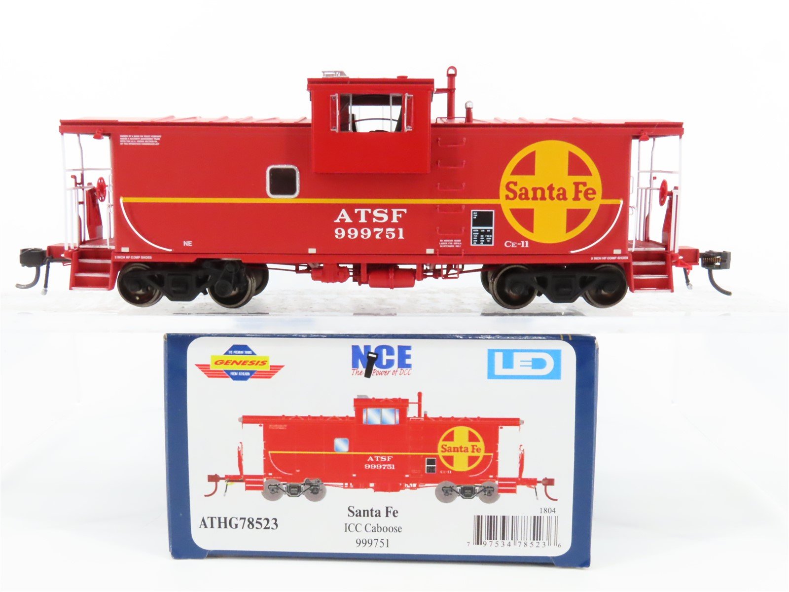 HO Scale Athearn Genesis ATHG78523 ATSF Santa Fe Railroad Caboose #999751