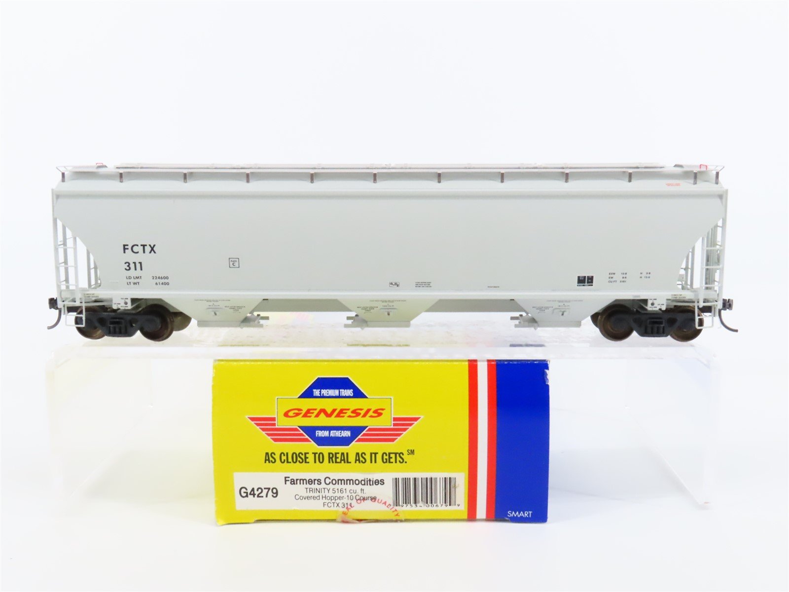 HO Scale Athearn Genesis G4279 FCTX Farmers Commodities 3-Bay Covered Hopper 311