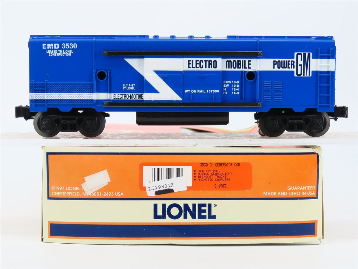 O Gauge 3-Rail Lionel 6-19831 GM Generator Car w/ Utility Pole &amp; Searchlight