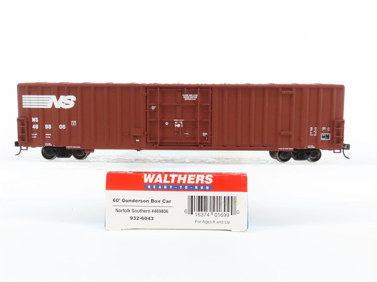 HO Scale Walthers 932-6043 NS Norfolk Southern 60&#39; Gunderson Box Car #469806