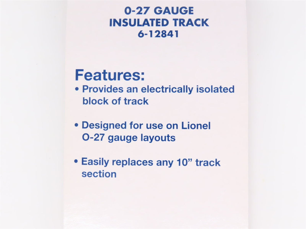 O27 Gauge 3-Rail Lionel 6-12841 Insulated 9&quot; Straight Track Section - Sealed