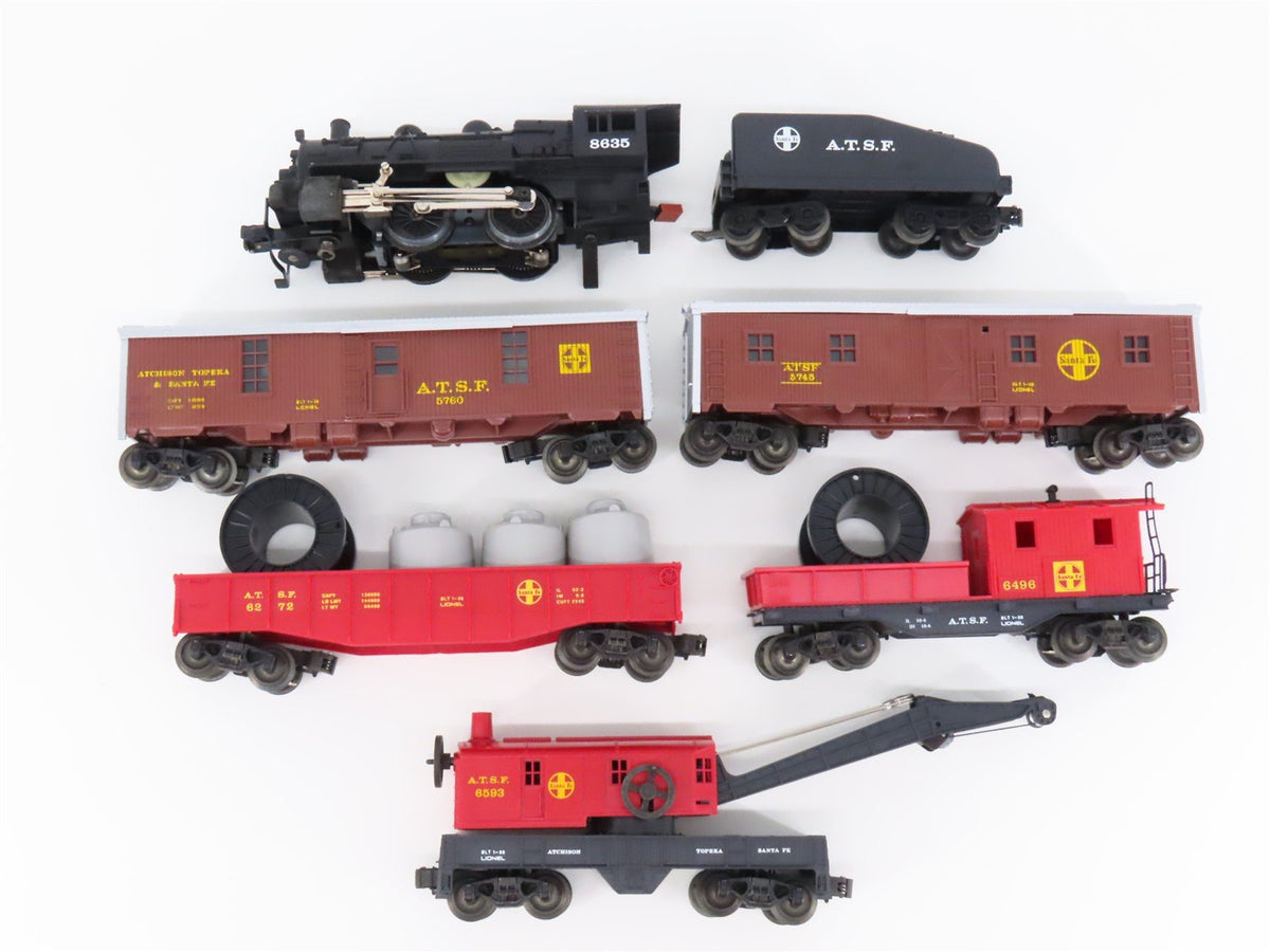 O27 Gauge 3-Rail Lionel 9-1632 ATSF Santa Fe 0-4-0 Steam Work Train Set