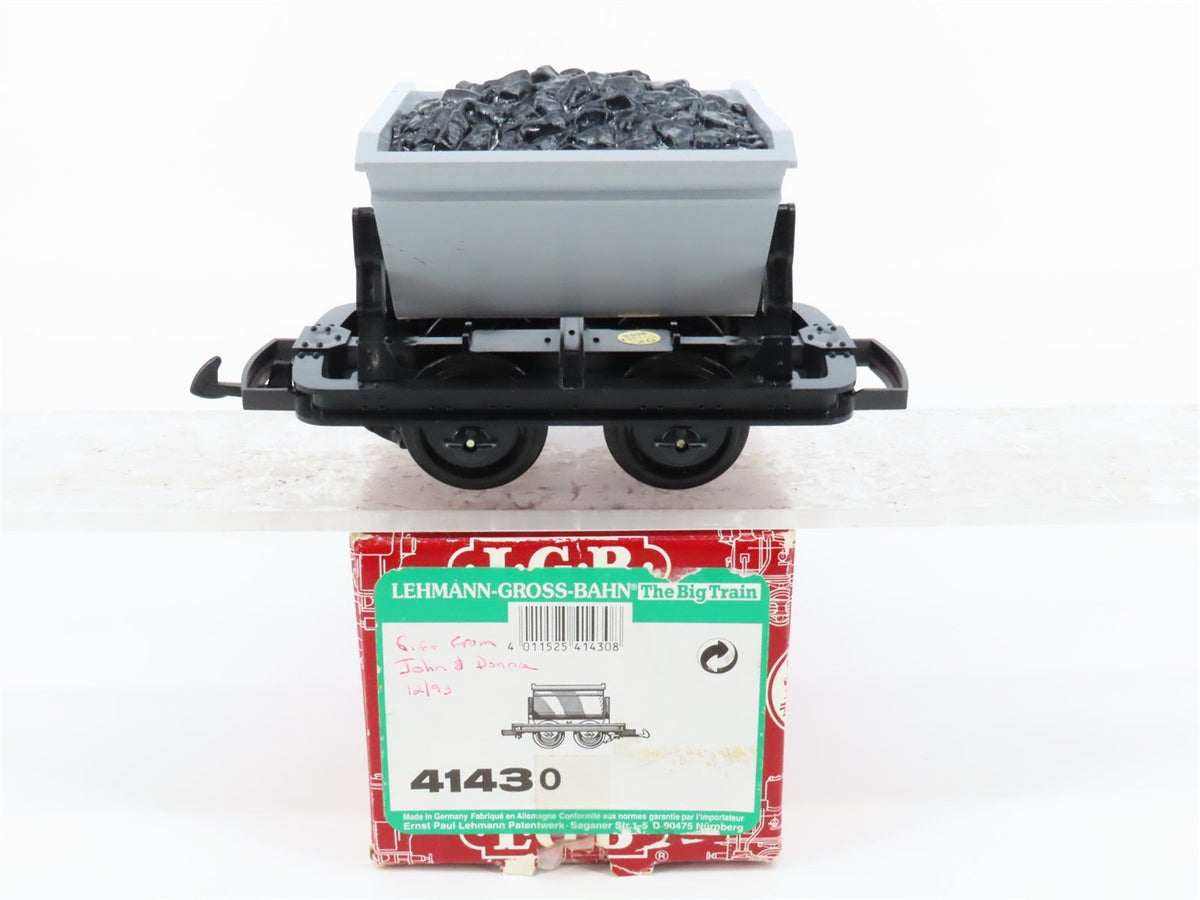 G Scale LGB &quot;The Big Train&quot; #4143 Gray Coal Dump Car w/ Coal Load