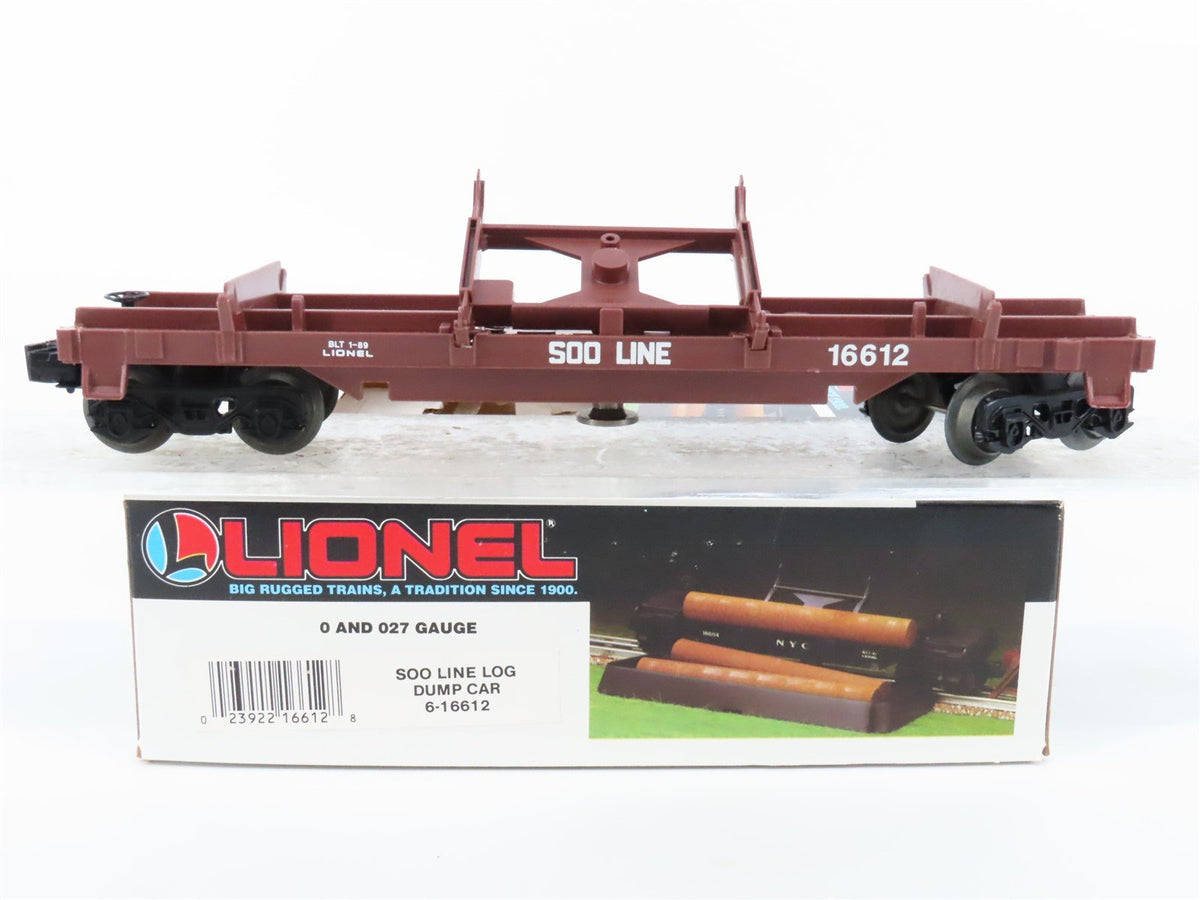 O Gauge 3-Rail Lionel #6-16612 SOO Line Log Dump Car #16612