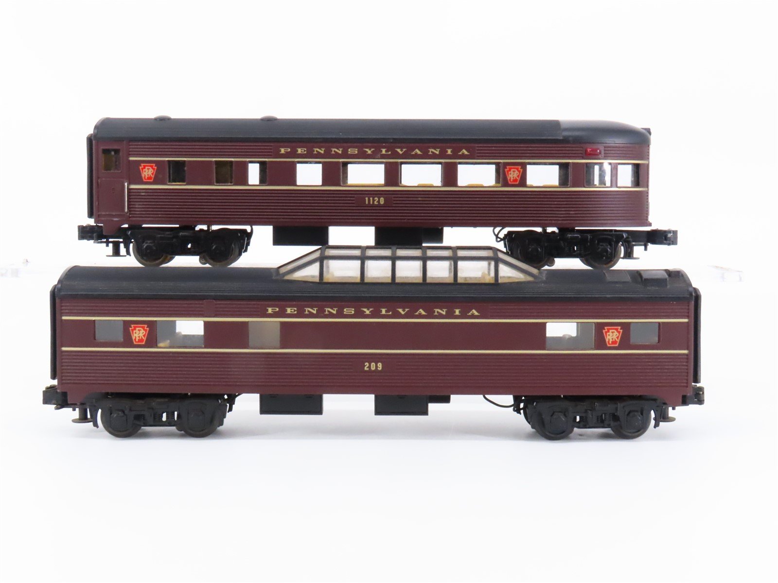 O Gauge 3-Rail MTH PRR Pennsylvania Railroad Dome & Observation Passenger Cars