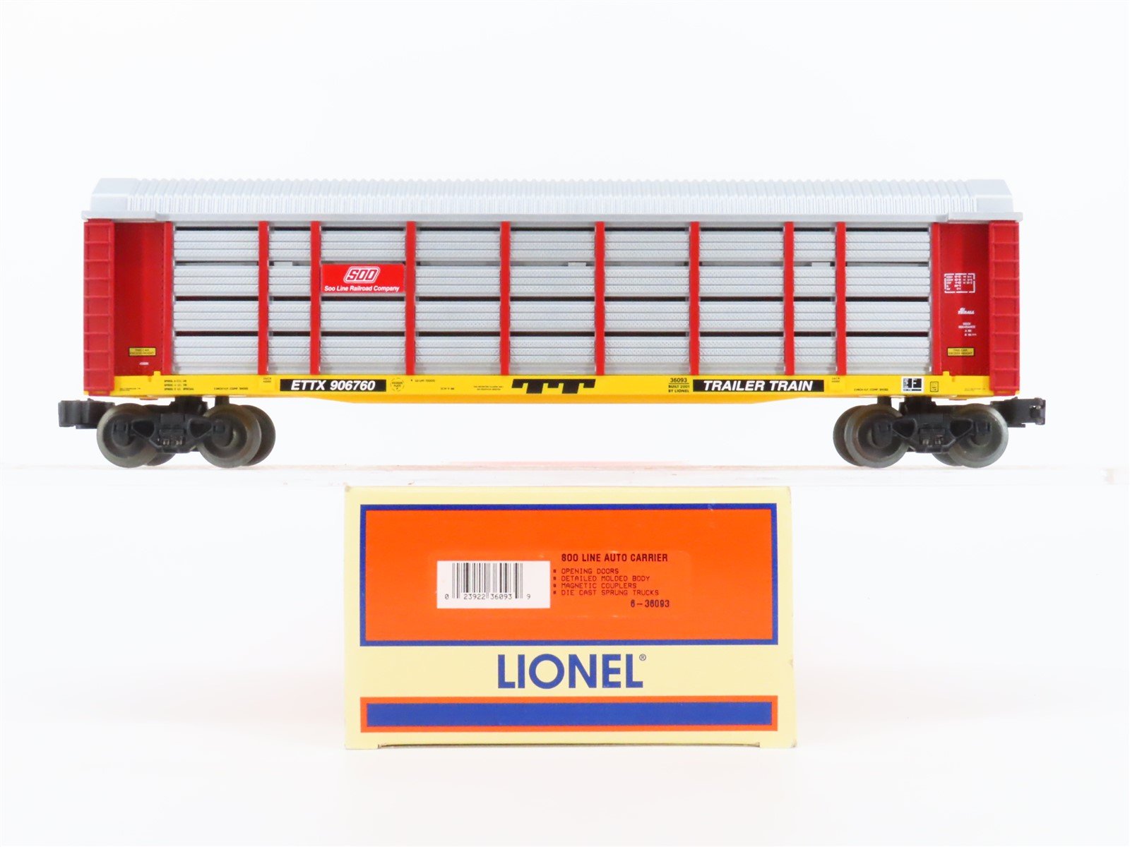 O Gauge 3-Rail Lionel #6-36093 ETTX SOO Line Auto Carrier #906760